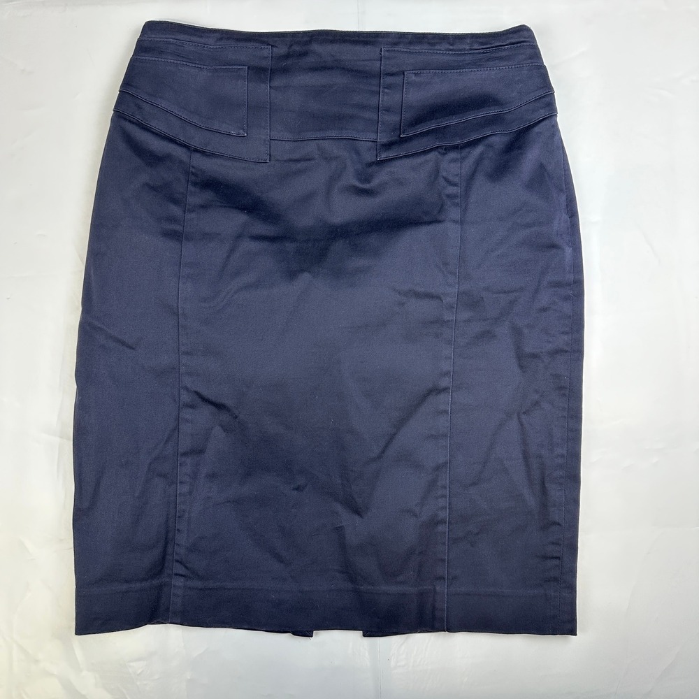 Express Pencil Skirt Navy Belted Stretch Knee Length Women's 6‎